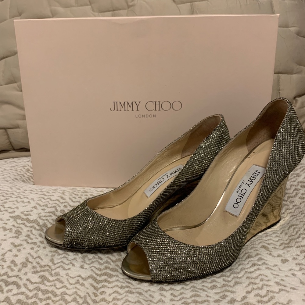 Jimmy Choo Baxen Wedge - light bronze. Size 36